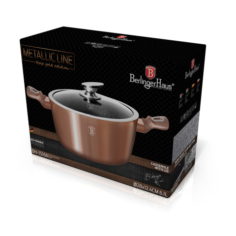 Garnek 6L z pokrywką 28cm BerlingerHaus BH-1516 Rose Gold Garnek 6L z pokrywką 28cm BerlingerHaus BH-1516 Rose Gold