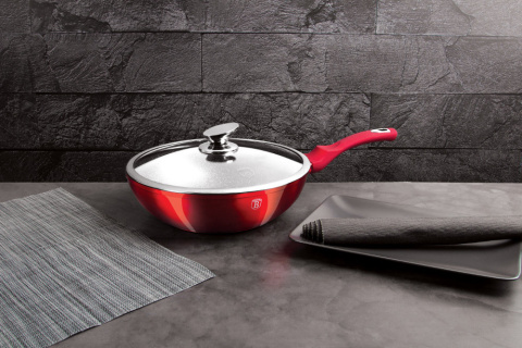 Patelnia Wok 28 cm marmurowa Berlinger Haus BH-1265 Czerwona Patelnia Wok 28 cm marmurowa Berlinger Haus BH-1265 Czerwona