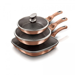 Zestaw 3 patelni z pokrywkami Berlinger Haus BH-6195 Rose Gold