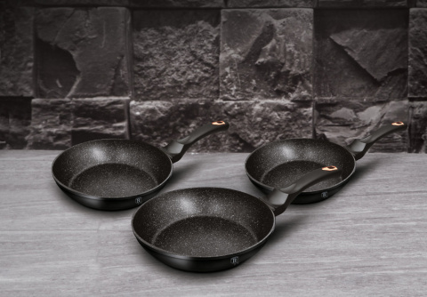 Zestaw 3 patelni z powłoką marmurową BerlingerHaus BH-6158 Black Rose Zestaw 3 patelni z powłoką marmurową BerlingerHaus BH-6158 Black Rose