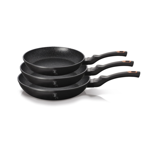 Zestaw 3 patelni z powłoką marmurową BerlingerHaus BH-6158 Black Rose Zestaw 3 patelni z powłoką marmurową BerlingerHaus BH-6158 Black Rose