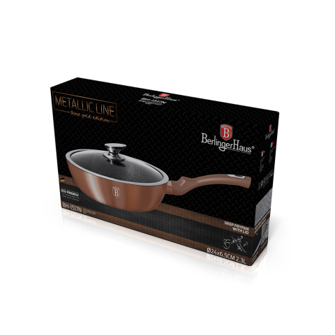 Patelnia głęboka z pokrywką 24cm BerlingerHaus BH-1517 Miedziana Patelnia głęboka z pokrywką 24cm BerlingerHaus BH-1517 Miedziana