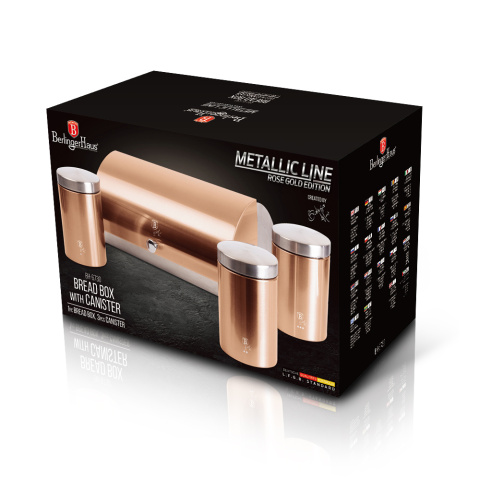 Zestaw 3 pojemników i chlebak Rose Gold Berlinger Haus BH-6730 Zestaw 3 pojemników i chlebak Rose Gold Berlinger Haus BH-6730