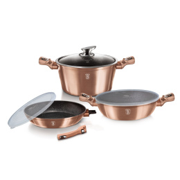 Zestaw garnków 6 elementowy z powłoką marmurową BerlingerHaus Rose Gold BH-7051
