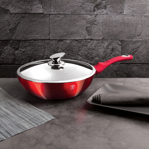 Patelnia Wok 28 cm marmurowa Berlinger Haus BH-1265 Czerwona Patelnia Wok 28 cm marmurowa Berlinger Haus BH-1265 Czerwona