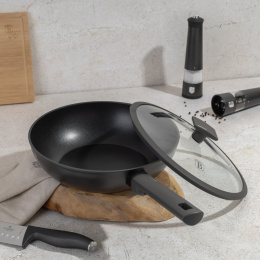 Patelnia wok z pokrywką 28cm BerlingerHaus Antracit BH-8124