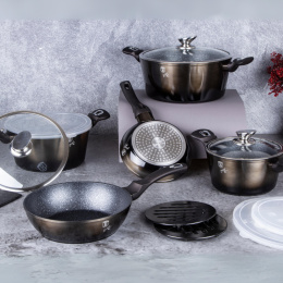 Zestaw 13 el. garnki i patelnie Berlinger Haus BH-6615 Shiny Black