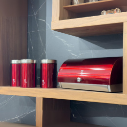 Zestaw 3 pojemników i chlebak Metallic Line Burgundy BerlingerHaus BH-6729