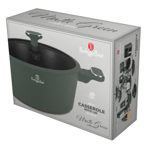Garnek z pokrywką 28 cm Matte Green Collection BerlingerHaus BH-8202 Garnek z pokrywką 28 cm Matte Green Collection BerlingerHaus BH-8202