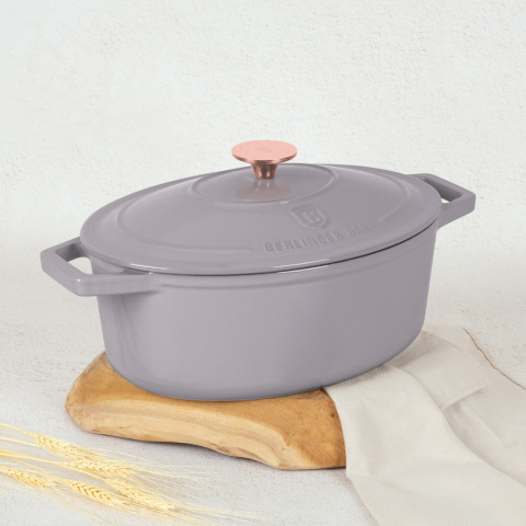 Garnek żeliwny owalny 4,65l z pokrywką 30cm Berlinger Haus Taupe BH-6541 Garnek żeliwny owalny 4,65l z pokrywką 30cm Berlinger Haus Taupe BH-6541