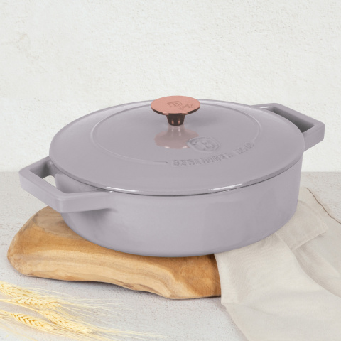 Płytki garnek żeliwny 26cm BerlingerHaus Taupe BH-6527 Płytki garnek żeliwny 26cm BerlingerHaus Taupe BH-6527