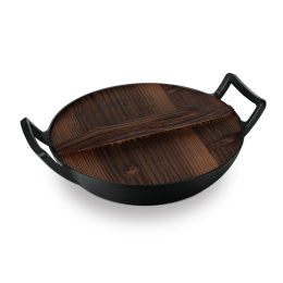 Wok żeliwny z drewnianą pokrywką 30 cm BerlingerHaus BH-6537