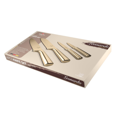 Noże kuchenne | Zestaw 4 złotych noży BerlingerHaus Leonardo Collection BH-2976
