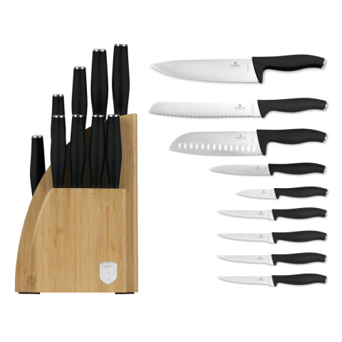 Zestaw 9 noży w stojaku bambusowym BerlingerHaus Matte Black BH-2979 Zestaw 9 noży w stojaku bambusowym BerlingerHaus Matte Black BH-2979