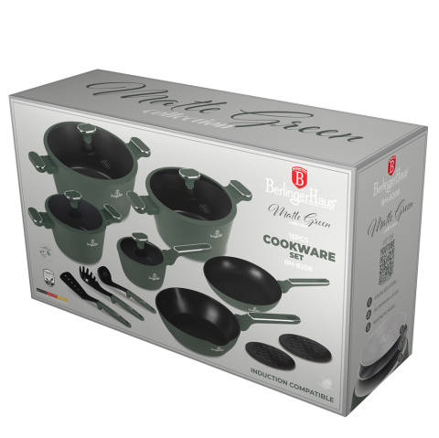 Zestaw garnków i patelni 15 el. BerlingerHause Matte Green BH-8208 Zestaw garnków i patelni 15 el. BerlingerHause Matte Green BH-8208