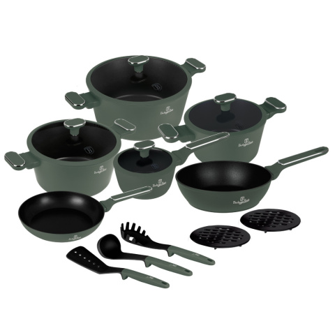 Zestaw garnków i patelni 15 el. BerlingerHause Matte Green BH-8208 Zestaw garnków i patelni 15 el. BerlingerHause Matte Green BH-8208