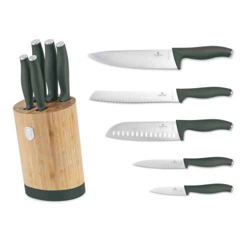 Zestaw noży w bambusowym stojaku 5 el. BerlingerHaus Matte Green Collection BH-2757 Zestaw noży w bambusowym stojaku 5 el. BerlingerHaus Matte Green Collection BH-2757