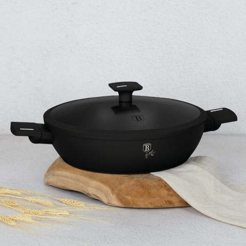 Garnek płytki 30cm 4,5l z pokrywką BerlingerHaus Matte Black BH-8186 Garnek płytki 30cm 4,5l z pokrywką BerlingerHaus Matte Black BH-8186