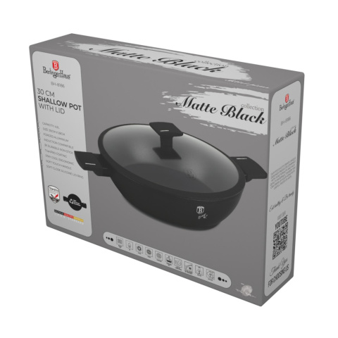 Garnek płytki 30cm 4,5l z pokrywką BerlingerHaus Matte Black BH-8186 Garnek płytki 30cm 4,5l z pokrywką BerlingerHaus Matte Black BH-8186