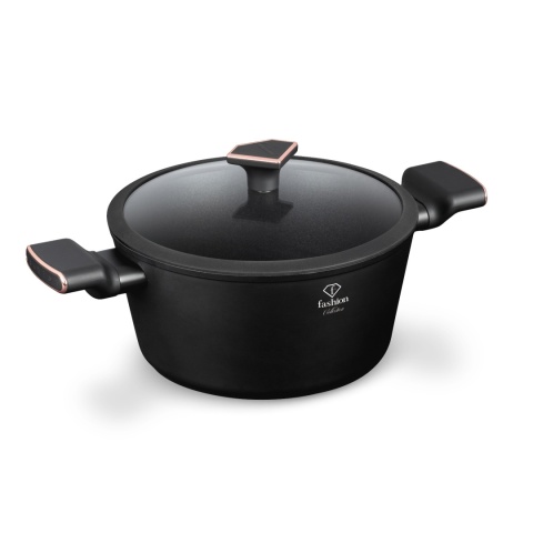 Garnek z pokrywką 24cm Fashion TV FTV-0038 Matte Black- Rose Gold
