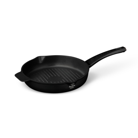 Okrągła patelnia grillowa z dwoma dziobkami 26 cm FTV-0043 Matte Black- Rose Gold