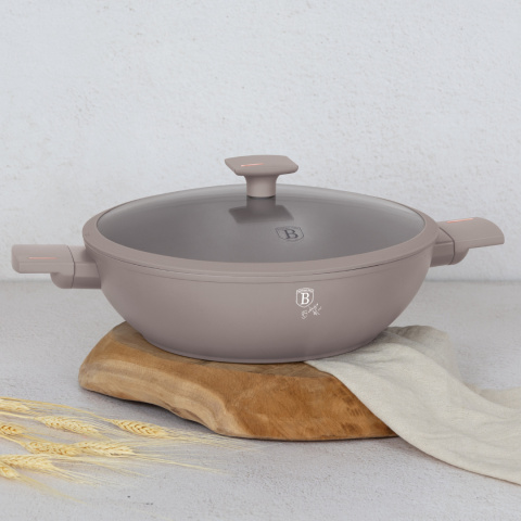 Patelnia Wok z pokrywką 30cm BerlingerHaus Taupe Collection BH-8095 Patelnia Wok z pokrywką 30cm BerlingerHaus Taupe Collection BH-8095
