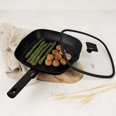 Patelnia grillowa z pokrywką 28cm | BerlingerHaus BH-8184 Matte Black Patelnia grillowa z pokrywką 28cm | BerlingerHaus BH-8184 Matte Black