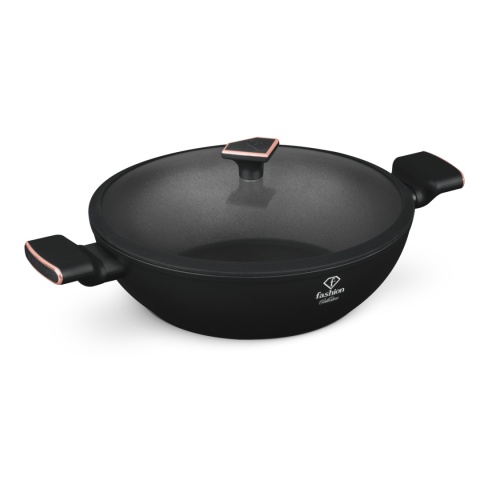 Wok z pokrywką 30 cm Fashion TV FTV-0032 Matte Black-Rose Gold