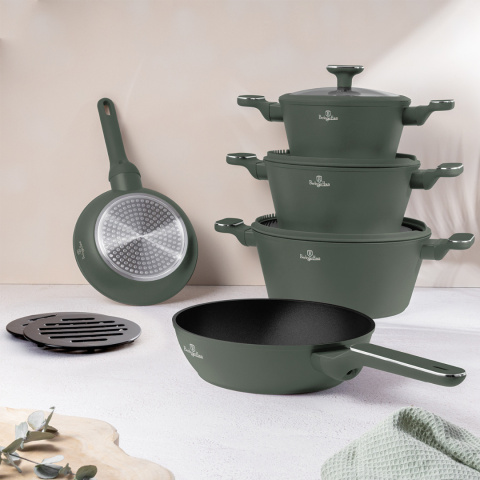 Zestaw 10-el garnki i patelnie BerlingerHaus BH-8207 Matte Green Collection Zestaw 10-el garnki i patelnie BerlingerHaus BH-8207 Matte Green Collection