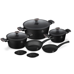 Zestaw 10-el garnki i patelnie Fashion TV FTV-0046 Matte Black- Rose Gold