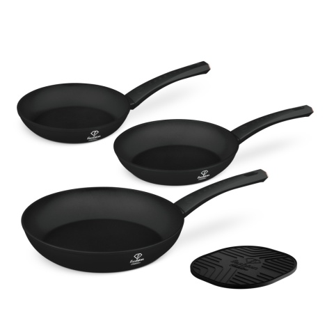 Zestaw 3 patelni + podkładka Fashion TV FTV-0044 Matte Black- Rose Gold