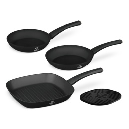 Zestaw 3 patelni + podkładka Fashion TV FTV-0045 Matte Black- Rose Gold