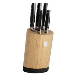 Zestaw 5 noży w stojaku bambusowym BerlingerHaus Matte Black Collection BH- 3136