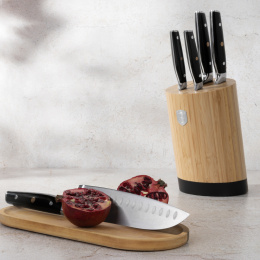 Zestaw 5 noży w stojaku bambusowym BerlingerHaus Matte Black Collection BH- 3136