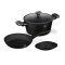 Zestaw Garnek z pokrywką i patelnia 24cm + podkładka Fashion TV FTV-0047 Matte Black- Rose Gold