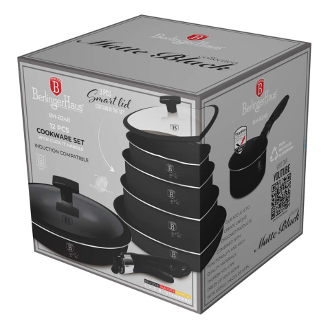 Zestaw garnków 12el. z odpinaną rączką BerlingerHaus Matte Black Collection BH-8248 Zestaw garnków 12el. z odpinaną rączką BerlingerHaus Matte Black Collection BH-8248