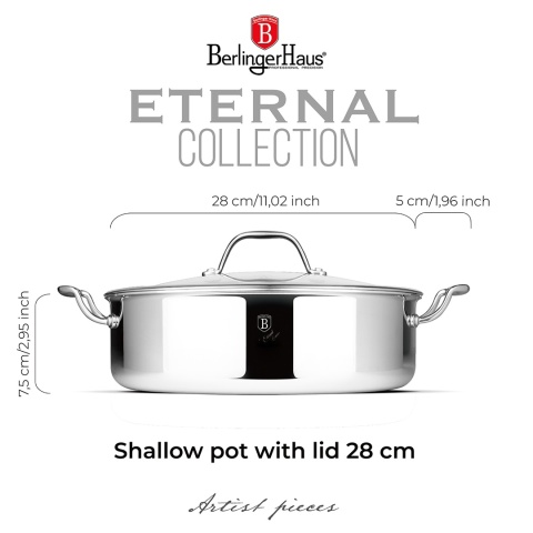 Garnek niski z pokrywką 28 cm BerlingerHaus Eternal Collection BH-8515