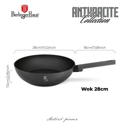 Patelnia wok 28cm BerlingerHaus Antracit BH-8123