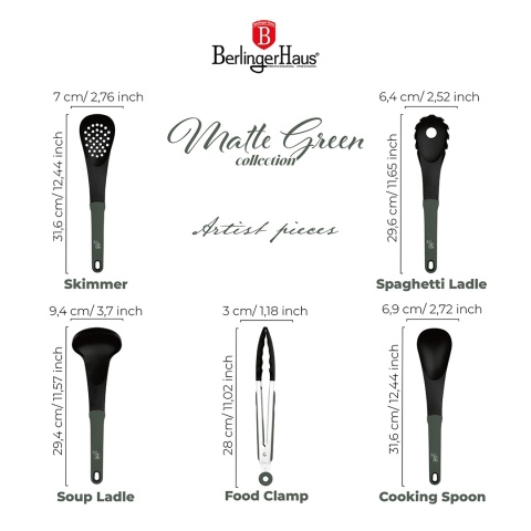 Przybory kuchenne 5 elementów BerlingerHaus BH-6341 Matte Green Collection