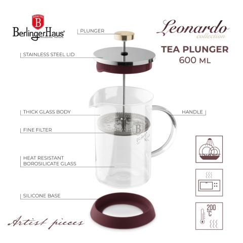 Zaparzacz do herbaty i kawy 600ml Berlinger Haus BH-8584 Leonardo Collection