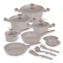 Zestaw 15 el. garnki, patelnie, akcesoria BerlingerHaus BH- 8344 Taupe Nordic