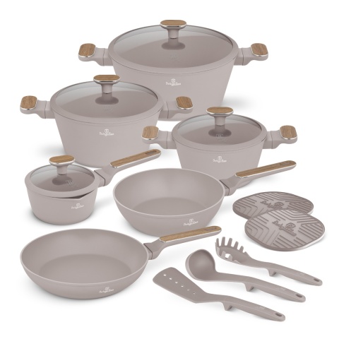 Zestaw 15 el. garnki, patelnie, akcesoria BerlingerHaus BH- 8344 Taupe Nordic Zestaw 15 el. garnki, patelnie, akcesoria BerlingerHaus BH- 8344 Taupe Nordic