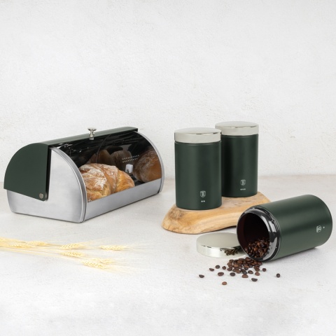 Zestaw 3 pojemników i chlebak BerlingerHaus Matte Green BH-6833