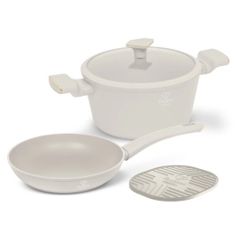 Zestaw garnek + patelnia Fashion TV FTV-0078 Matte Cream Gold