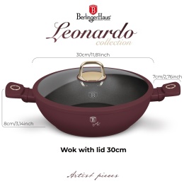 Patelnia Wok z pokrywką 30cm 4,8L BerlingerHaus Leonardo Collection BH-8035