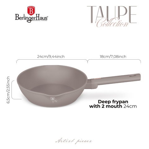 Głęboka patelnia z 2 wlotami 24 cm Berlinger Haus BH-8090 Taupe