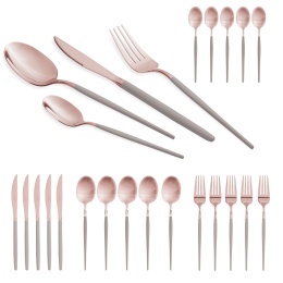 Komplet sztućców 24szt BerlingerHaus Taupe/Rose Gold BH-3071 | OUTLET
