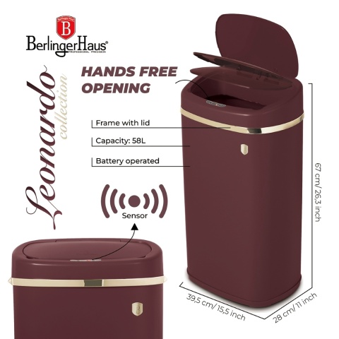 Kosz na śmieci sensoryczny o pojemności 58l Leonardo BerlingerHaus BH-9524