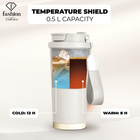 Kubek termiczny 0,5L Fashion TV FTV-0131 Matte Cream Gold Collection
