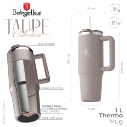 Kubek termiczny 1L BerlingerHaus Taupe Collection BH-8832